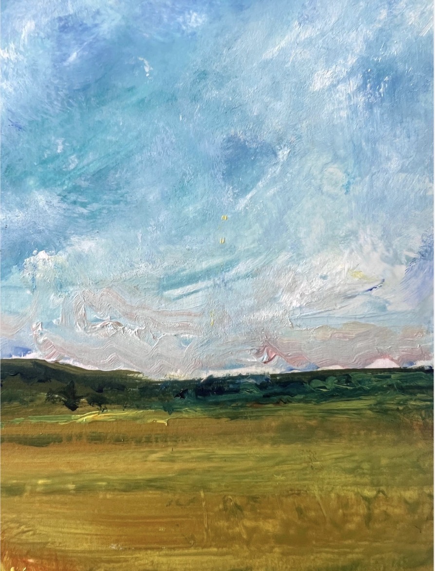 Detail of the sky in the painting Ukrainian Gold. Wheat Fields